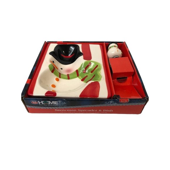Home Hat Snowman Spreader Snack Appetizer Plate w/spreader 2.5x6.Christmas - Picture 6 of 6